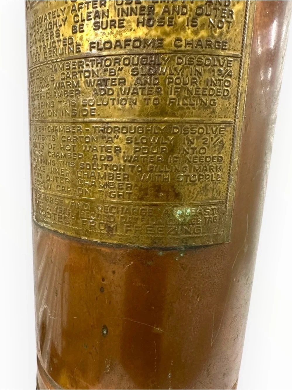 Vintage General Detroit Floafome 833 Copper Brass Fire Extinguisher 23” - Decor